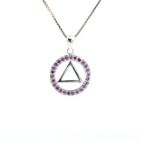 Alcoholics Anonymous (AA) Symbol in a Circle of Crystals Pendant