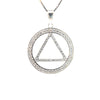 Sterling Silver AA Symbol Pendant – Large Circle Triangle with CZ Accents