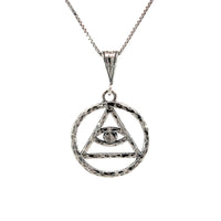 Large Size, Sterling Silver Pendant, Alcoholics Anonymous Symbol with Mystic Eye