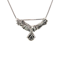 Sterling Silver Pendant, Alcoholics Anonymous AA Symbol on the Tail Feathers of an Open Winged Eagle