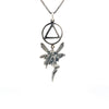 Sterling Silver AA Recovery Symbol Pendant with Magical Fairy – Unique Recovery Jewelry