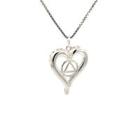 Alcoholics Anonymous (AA) Open Heart Sterling Silver Pendant