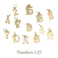 14k Gold Pendant, Numerals for Celebrating All Occasions; Anniversary, Birthdays