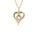 14k Gold, Heart Pendant with Narcotics Anonymous NA Symbol in the Center, Medium Size