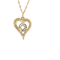 14k Gold, Heart Pendant with Narcotics Anonymous NA Symbol in the Center, Medium Size