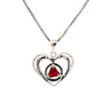 Sterling Silver Pendant, Alcoholics Anonymous AA Symbol set in a Open Heart, Available in 12 Different 5mm Cubic Zirconia Triangle Birthstones