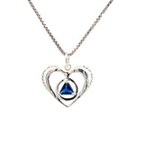 Sterling Silver Pendant, Alcoholics Anonymous AA Symbol set in a Open Heart, Available in 12 Different 5mm Cubic Zirconia Triangle Birthstones