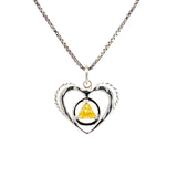 Sterling Silver Pendant, Alcoholics Anonymous AA Symbol set in a Open Heart, Available in 12 Different 5mm Cubic Zirconia Triangle Birthstones