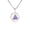 Flat Triangle in Basket Weave Circle with Birthstone – Sterling Silver AA Recovery Pendant