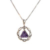 Flat Triangle in Basket Weave Circle with Birthstone – Sterling Silver AA Recovery Pendant