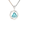 Flat Triangle in Basket Weave Circle with Birthstone – Sterling Silver AA Recovery Pendant