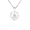 Flat Triangle in Basket Weave Circle with Birthstone – Sterling Silver AA Recovery Pendant