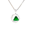 Flat Triangle in Basket Weave Circle with Birthstone – Sterling Silver AA Recovery Pendant