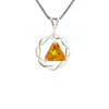 Flat Triangle in Basket Weave Circle with Birthstone – Sterling Silver AA Recovery Pendant