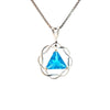 Flat Triangle in Basket Weave Circle with Birthstone – Sterling Silver AA Recovery Pendant