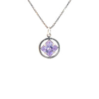 Sterling Silver Pendant, Narcotics Anonymous NA Symbol with 12 Different 8mm Square Colored CZ Birthstones