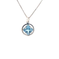 Sterling Silver Pendant, Narcotics Anonymous NA Symbol with 12 Different 8mm Square Colored CZ Birthstones