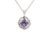 Narcotics Anonymous (NA) Symbol Square Birthstone in Basket Weave Circle Sterling Silver Pendant