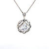 Narcotics Anonymous (NA) Symbol Square Birthstone in Basket Weave Circle Sterling Silver Pendant