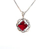 Narcotics Anonymous (NA) Symbol Square Birthstone in Basket Weave Circle Sterling Silver Pendant