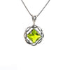 Narcotics Anonymous (NA) Symbol Square Birthstone in Basket Weave Circle Sterling Silver Pendant