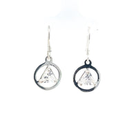 Sterling Silver Earrings, Alcoholics Anonymous AA Symbol, Available in 12 Different 6mm Triangle Colored CZ Birthstones