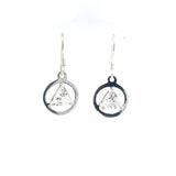 Sterling Silver Earrings, Alcoholics Anonymous AA Symbol, Available in 12 Different 6mm Triangle Colored CZ Birthstones