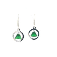 Sterling Silver Earrings, Alcoholics Anonymous AA Symbol, Available in 12 Different 6mm Triangle Colored CZ Birthstones