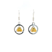 Sterling Silver Earrings, Alcoholics Anonymous AA Symbol, Available in 12 Different 6mm Triangle Colored CZ Birthstones