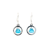 Sterling Silver Earrings, Alcoholics Anonymous AA Symbol, Available in 12 Different 6mm Triangle Colored CZ Birthstones