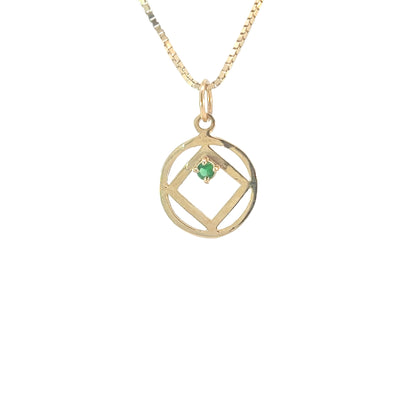 14k Gold Pendant, Narcotics Anonymous NA Symbol, Available in 12 Different Birthstones