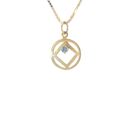 14k Gold Pendant, Narcotics Anonymous NA Symbol, Available in 12 Different Birthstones
