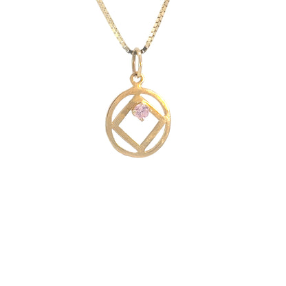 14k Gold Pendant, Narcotics Anonymous NA Symbol, Available in 12 Different Birthstones