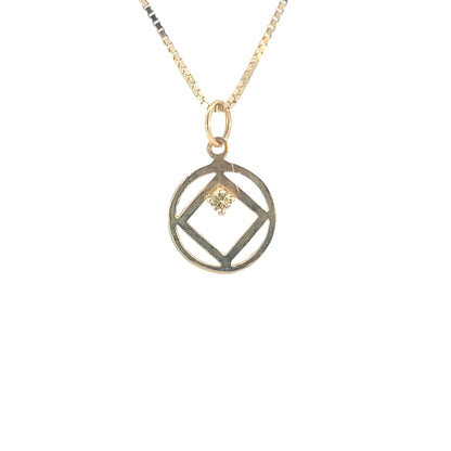 14k Gold Pendant, Narcotics Anonymous NA Symbol, Available in 12 Different Birthstones
