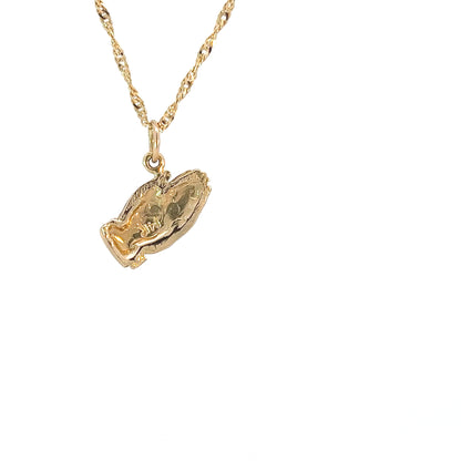 Praying Hands Pendant, 14k Gold, Medium Size