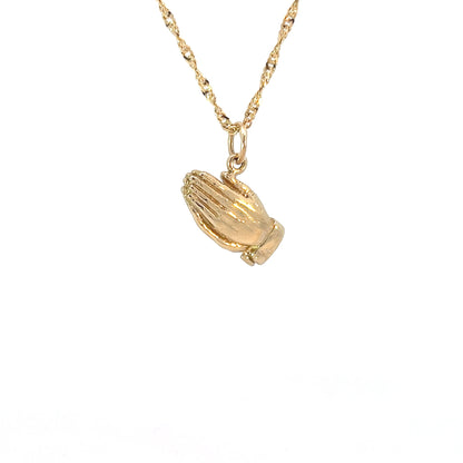 Praying Hands Pendant, 14k Gold, Medium Size