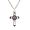 Sterling Silver AA Symbol Cross Pendant with 5mm Birthstone – Available in 12 Colors