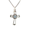Sterling Silver AA Symbol Cross Pendant with 5mm Birthstone – Available in 12 Colors