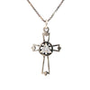 Sterling Silver AA Symbol Cross Pendant with 5mm Birthstone – Available in 12 Colors