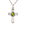 Sterling Silver AA Symbol Cross Pendant with 5mm Birthstone – Available in 12 Colors