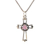 Sterling Silver AA Symbol Cross Pendant with 5mm Birthstone – Available in 12 Colors