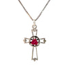 Sterling Silver AA Symbol Cross Pendant with 5mm Birthstone – Available in 12 Colors