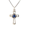 Sterling Silver AA Symbol Cross Pendant with 5mm Birthstone – Available in 12 Colors
