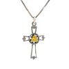 Sterling Silver AA Symbol Cross Pendant with 5mm Birthstone – Available in 12 Colors