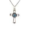 Sterling Silver AA Symbol Cross Pendant with 5mm Birthstone – Available in 12 Colors