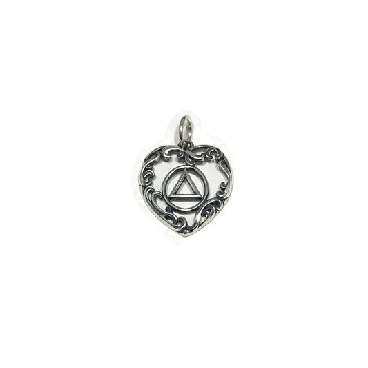 Sterling Silver Ornate AA Small Heart Pendant