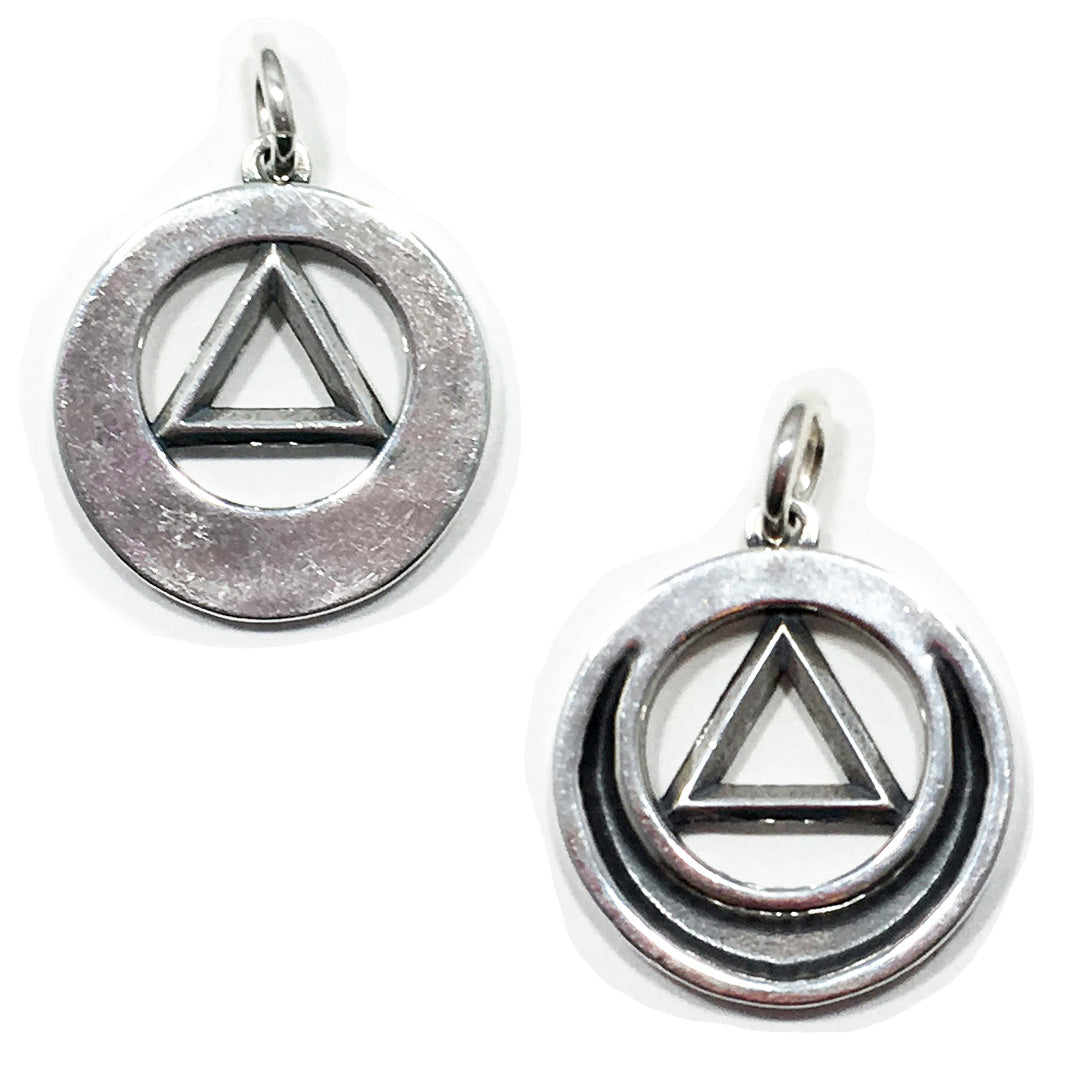 Sterling Silver AA Circle Triangle Pendant, Large