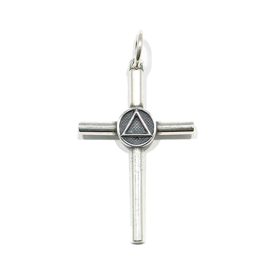 Plain AA Symbol Cross Sterling Silver