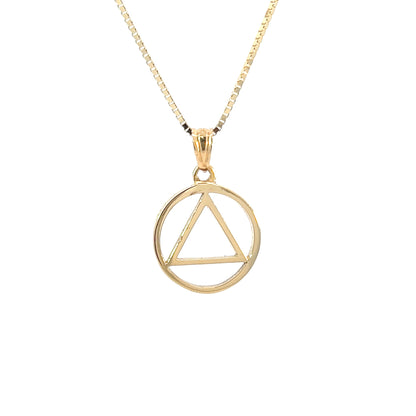 14k Gold AA Pendant – Thick Style Circle Triangle, Medium Size, 2.6g, Hand-Finished, Pendant Only