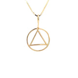 14k Gold Simple Wire Look Pendant Medium Size